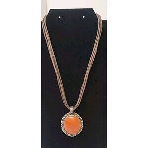 Orange Pendant 5 Rope Antique Looking Back S10 On Tag Wear On Strand